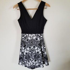 Haute Monde Black & White Velvet Bottom Dress